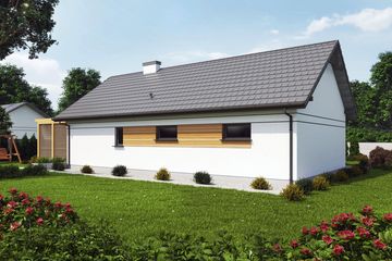 Projekt domu Asti dom letniskowy - parterowy dom o powierzchni 75,80 m², dach dwuspadowy - ujęcie 2