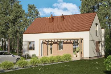 Projekt domu D342 - parterowy z poddaszem dom o powierzchni 109,52 m², dach dwuspadowy - ujęcie 3