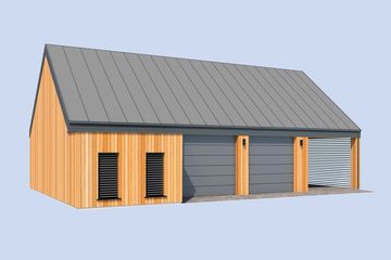 Projekt garażu G360 garaż dwustanowiskowy z pomieszczeniem gospodarczym i wiatą (SLN2848) - projekt garażu parterowego - Zdjęcie 2