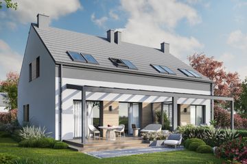  Projekt domu Eco 14 - bliźniak (WOZ1071) - projekt domu parterowego z poddaszem - Zdjęcie 1