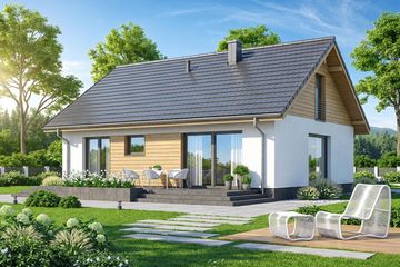 Projekt domu Irys 2 - parterowy dom o powierzchni 77,48 m², dach dwuspadowy - ujęcie 3