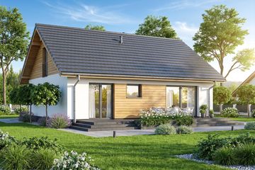 Projekt domu Irys 2 - parterowy dom o powierzchni 77,48 m², dach dwuspadowy - ujęcie 4