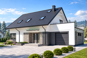 Projekt domu N41-G1 - parterowy z poddaszem dom o powierzchni 128,77 m², dach dwuspadowy - ujęcie 2
