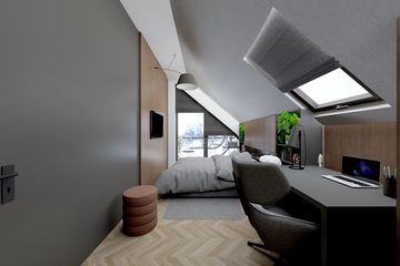 Projekt domu Ka273 SZ - parterowy z poddaszem dom o powierzchni 97,96 m², dach dwuspadowy - ujęcie 29