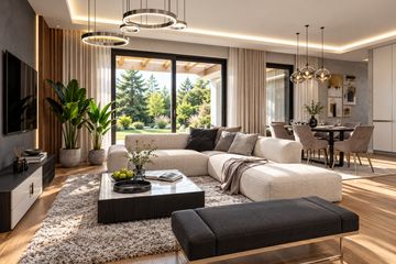 Projekt domu APS 325 wariant 2 ECO - parterowy dom o powierzchni 135,30 m², dach wielospadowy - ujęcie 3