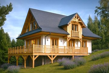  Projekt domu A-150 Dom jodłowa szkieletowy (BBD1278) - projekt domu parterowego z poddaszem - Zdjęcie 1