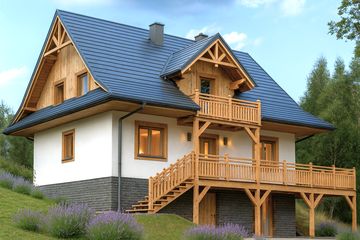  Projekt domu A-150 Dom jodłowa szkieletowy (BBD1278) - projekt domu parterowego z poddaszem - Zdjęcie 2