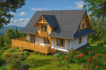  Projekt domu A-150 Dom jodłowa szkieletowy (BBD1278) - projekt domu parterowego z poddaszem - Zdjęcie 3