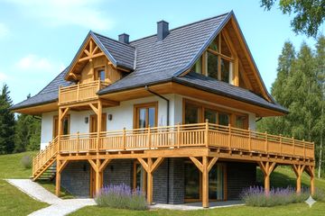  Projekt domu A-150 Dom jodłowa szkieletowy (BBD1278) - projekt domu parterowego z poddaszem - Zdjęcie 3