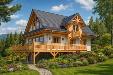  Projekt domu A-150 Dom jodłowa szkieletowy (BBD1278) - projekt domu parterowego z poddaszem - Zdjęcie 4