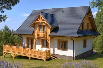  Projekt domu A-150 Dom jodłowa szkieletowy (BBD1278) - projekt domu parterowego z poddaszem - Zdjęcie 4