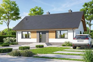 Projekt domu Limonka - parterowy dom o powierzchni 79,92 m², dach dwuspadowy - ujęcie 2
