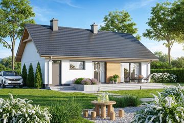 Projekt domu Limonka - parterowy dom o powierzchni 79,92 m², dach dwuspadowy - ujęcie 3
