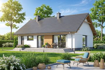 Projekt domu Limonka - parterowy dom o powierzchni 79,92 m², dach dwuspadowy - ujęcie 4