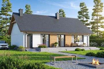 Projekt domu Limonka 2 - parterowy dom o powierzchni 89,73 m², dach dwuspadowy - ujęcie 3