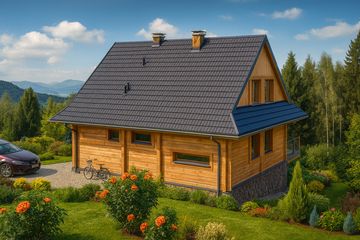  Projekt domu A-154 Dom piaskowa z bali (BBD1279) - projekt domu parterowego z poddaszem - Zdjęcie 3