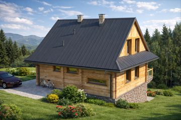  Projekt domu A-154 Dom piaskowa z bali (BBD1279) - projekt domu parterowego z poddaszem - Zdjęcie 3
