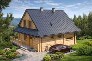  Projekt domu A-154 Dom piaskowa z bali (BBD1279) - projekt domu parterowego z poddaszem - Zdjęcie 4