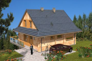  Projekt domu A-154 Dom piaskowa z bali (BBD1279) - projekt domu parterowego z poddaszem - Zdjęcie 4