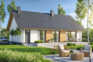 Projekt domu Limonka 2 plus - parterowy dom o powierzchni 98,37 m², dach dwuspadowy - ujęcie 3