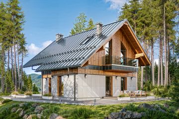 Projekt domu Giewont - parterowy z poddaszem dom o powierzchni 88,90 m², dach dwuspadowy - ujęcie 2