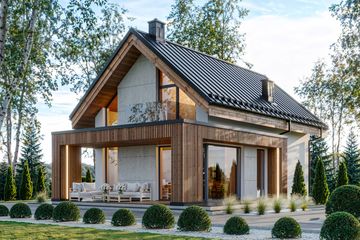  Projekt domu Stodoła z antresolą (KNT1007) - projekt domu parterowego z poddaszem - Zdjęcie 1