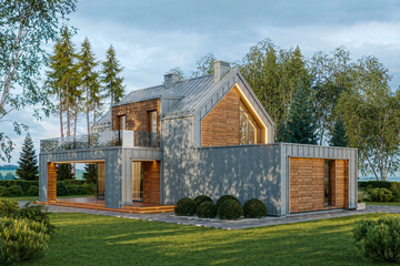  Projekt domu Steel stodoła (KNT1008) - projekt domu parterowego z poddaszem - Zdjęcie 3