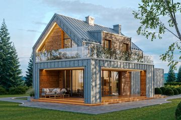  Projekt domu Steel stodoła (KNT1008) - projekt domu parterowego z poddaszem - Zdjęcie 1