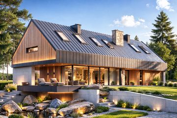  Projekt domu Stodoła z nadwieszeniem (KNT1009) - projekt domu parterowego z poddaszem - Zdjęcie 1