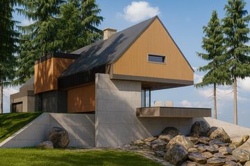  Projekt domu Stodoła z nadwieszeniem (KNT1009) - projekt domu parterowego z poddaszem - Zdjęcie 2