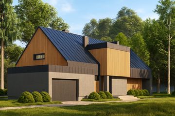  Projekt domu Stodoła z nadwieszeniem pomniejszona (KNT1010) - projekt domu parterowego z poddaszem - Zdjęcie 2