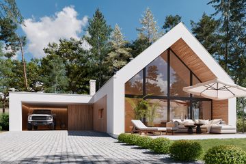  Projekt domu Stodoła z widokiem wersja szkieletowa (KRY1016) - projekt domu parterowego - Zdjęcie 1