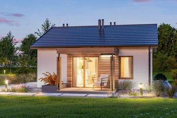  Projekt domu letniskowego D314D - wersja drewniana (WAI1490) - projekt domu letniskowego parterowego - Zdjęcie 3