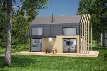  Projekt domu DM28 wersja drewniana (WAI1495) - projekt domu parterowego z poddaszem - Zdjęcie 2
