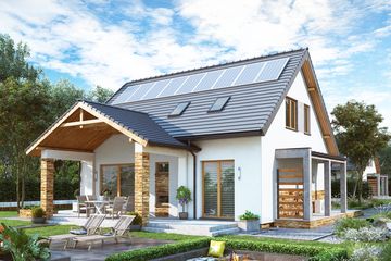  Projekt domu BW-36 wariant 18 bez garażu z zadaszonym tarasem (niskoemisyjny) (JGC1263) - projekt domu parterowego z poddaszem - Zdjęcie 1