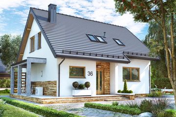  Projekt domu BW-36 wariant 18 bez garażu z zadaszonym tarasem (niskoemisyjny) (JGC1263) - projekt domu parterowego z poddaszem - Zdjęcie 2