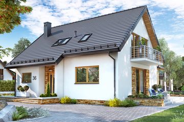  Projekt domu BW-36 wariant 18 bez garażu z zadaszonym tarasem (niskoemisyjny) (JGC1263) - projekt domu parterowego z poddaszem - Zdjęcie 3