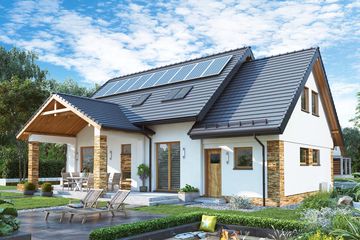  Projekt domu BW-36 wariant 18 z zadaszonym tarasem (niskoemisyjny) (JGC1266) - projekt domu parterowego z poddaszem - Zdjęcie 1