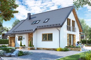  Projekt domu BW-36 wariant 18 z zadaszonym tarasem (niskoemisyjny) (JGC1266) - projekt domu parterowego z poddaszem - Zdjęcie 2