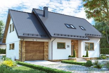  Projekt domu BW-36 wariant 18 z zadaszonym tarasem (niskoemisyjny) (JGC1266) - projekt domu parterowego z poddaszem - Zdjęcie 3