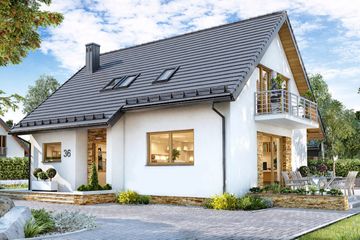  Projekt domu BW-36 wariant 18 bez garażu (niskoemisyjny) (JGC1267) - projekt domu parterowego z poddaszem - Zdjęcie 1