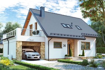  Projekt domu BW-36 wariant 18 z tarasem (niskoemisyjny) (JGC1269) - projekt domu parterowego z poddaszem - Zdjęcie 1