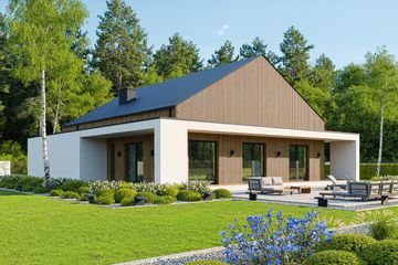 Projekt domu BK-30 - parterowy dom o powierzchni 118,40 m², dach dwuspadowy - ujęcie 3