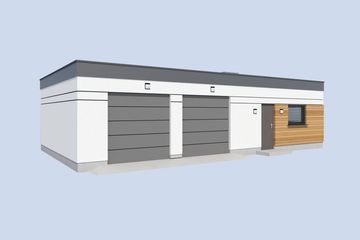 Projekt garażu G361 garaż dwustanowiskowy z pomieszczeniami gospodarczymi - parterowy dom o powierzchni 75,80 m², dach płaski - ujęcie 2