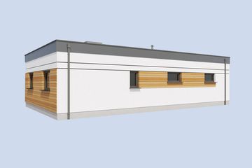 Projekt garażu G361 garaż dwustanowiskowy z pomieszczeniami gospodarczymi - parterowy dom o powierzchni 75,80 m², dach płaski - ujęcie 3