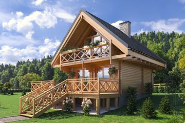  Projekt domu Jutrzenka z trójkątnym oknem (KDX1018) - projekt domu parterowego z poddaszem - Zdjęcie 1