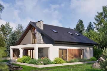  Projekt domu D414 (WAI1504) - projekt domu parterowego z poddaszem - Zdjęcie 2
