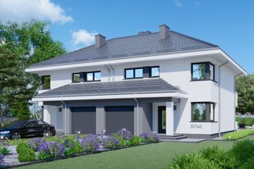  Projekt domu APS 307 wariant 2 dwulokalowy (LUA1651) - projekt domu z pełnym piętrem - Zdjęcie 1