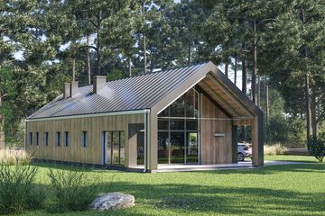 Projekt domu D322D wersja drewniana - parterowy dom o powierzchni 126,33 m², dach dwuspadowy - ujęcie 2