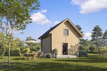  Projekt domu letniskowego D421 - wersja drewniana (WAI1510) - projekt domu parterowego z poddaszem - Zdjęcie 2
